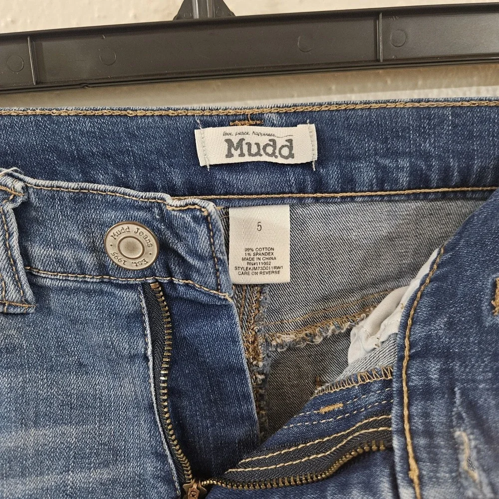 Mudd‎ Jeans Distressed Frayed Denim Jean Shorts Cutoffs Blue Wash Size 5